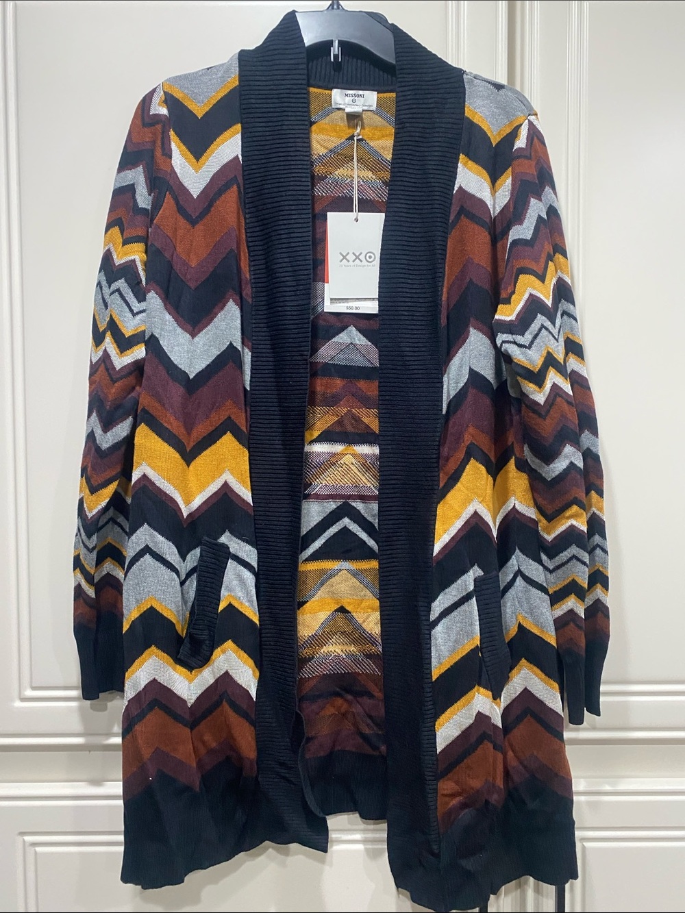 NWT missoni x target chevron stripe open cardigan XL